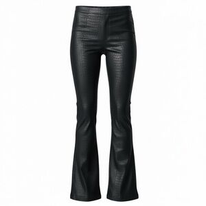 RETROFÊTE New York Black Croc Embossed Coated Flare Pants Size 31 Side Zip